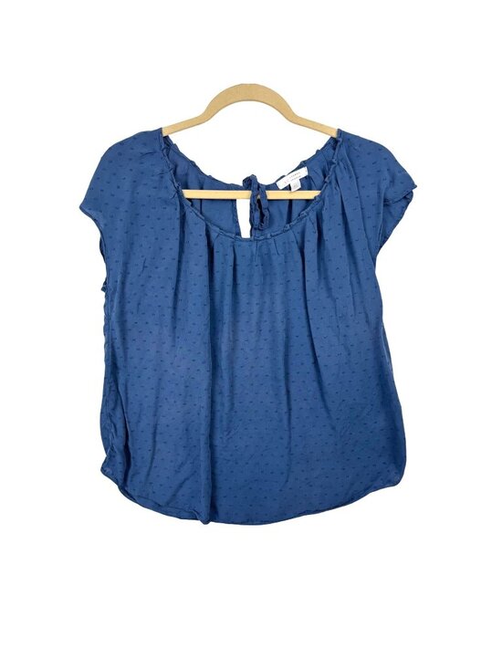 Lauren Conrad Tops - ✨3/$30  LC Lauren Conrad XL Blue Swiss Dot Tie Back Blouse 100% Rayon